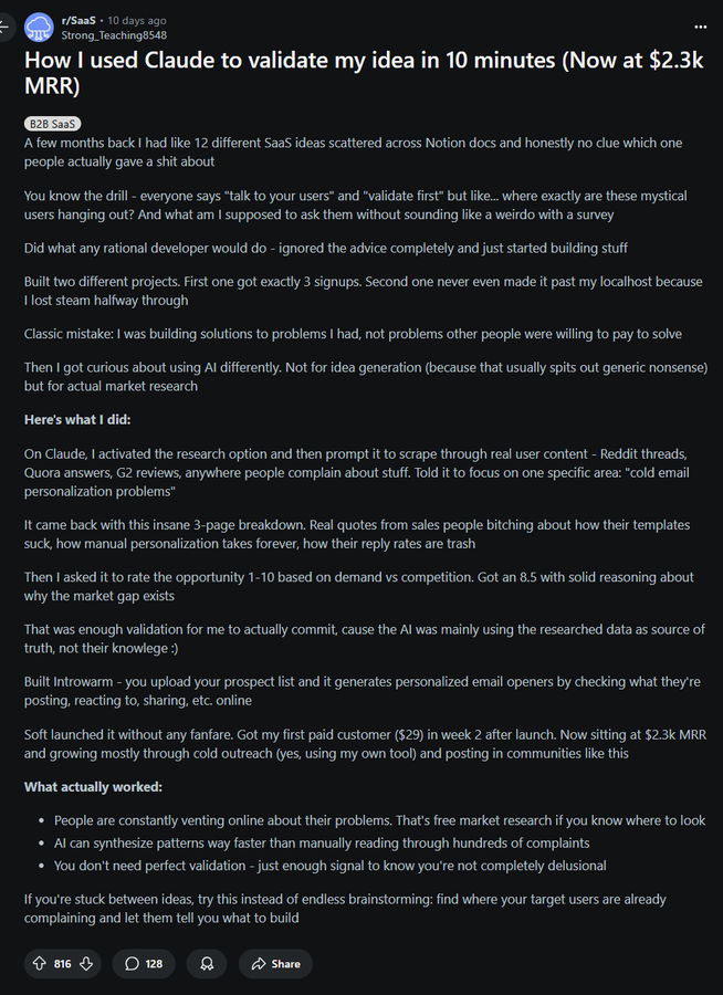 aibytekat's tweet image. This dude created a Claude prompt that can LITERALLY validate any SaaS idea in 10 minutes.

Now he&apos;s doing $2.3k MRR and scaling📈