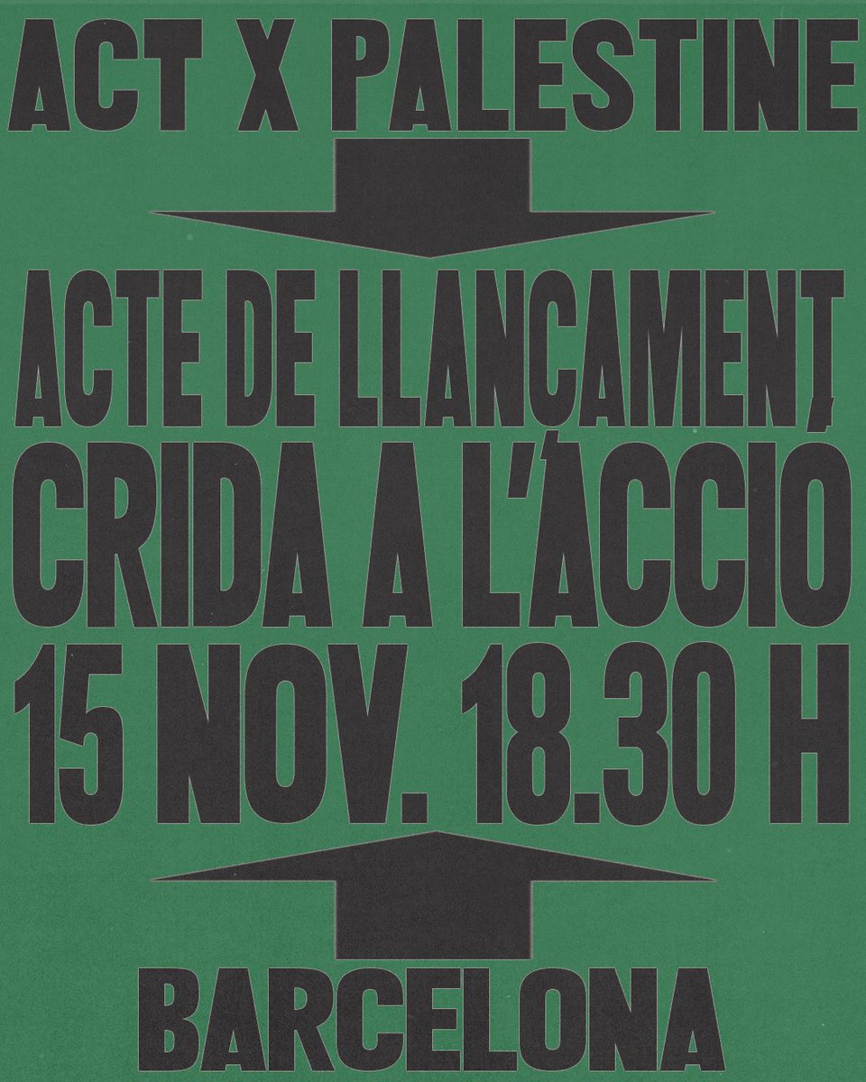 Arran_jovent's tweet image. Arran som entitat adherida a #ACTxPALESTINE i el 15N hi serem.
📍 La Paloma, 18.30 h · Entrada lliure
Una crida global contra la impunitat i per una pau justa.
🔗 actxpalestine.com  (o enllaç a la bio)
@actxpalestine @actxpalestine_global