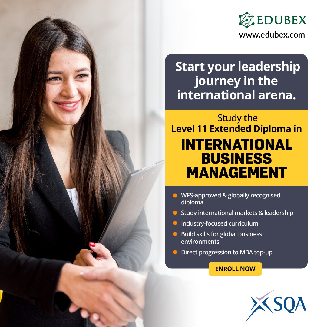 EdubexEdu's tweet image. Start your leadership journey in the international arena. Study the Level 11 Extended Diploma in International Business Management.

#Edubex #InternationalBusinessManagement #Level11Diploma #WESApproved #GlobalQualification #OnlineEducation #MBATopUpPathway #StudyWithEdubex