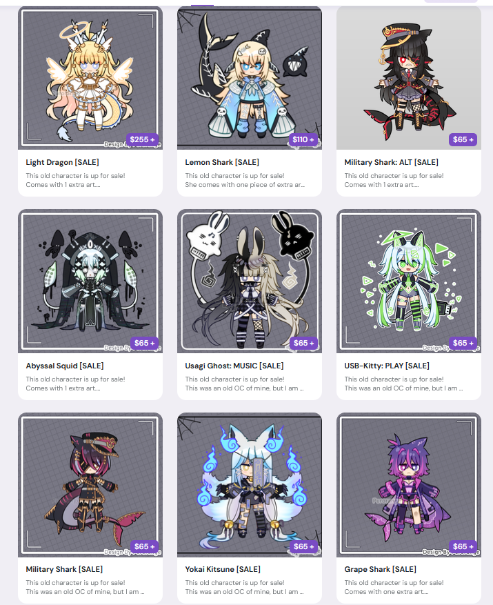 I'm selling a bunch of my old chibi designs 🥺💔I have had no time to work on these OCs... Hoping that they can go to good homes ^v^)b

🔗⤵️