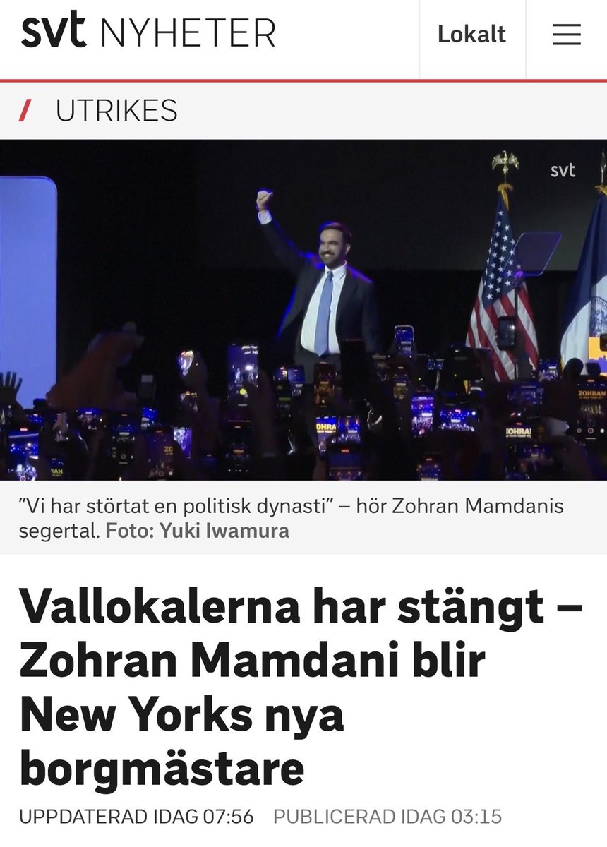 Alhamdulillah 

Zohran Mamdani har blivit borgmästare för New York!

Han besegrade all propaganda från  sionister och islamofober.

New York❤️