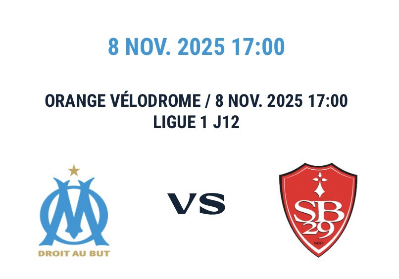 OM vs Brest
🗓️⏱️ 08/11 à 17h

Places dispo:
🎟️ - Virage Sud
🎟️ - Virage Nord
🎟️ - Ganay
🎟️ - Jean Bouin

👌🏻 Certifié par <a href="/biloEntraide/">OM BILLETS 🎟️</a>
💬📲 DM si intéressé
☝🏻 100% confiance : Preuves de vente/Retours satisfaction
#TeamOM #OMSB29