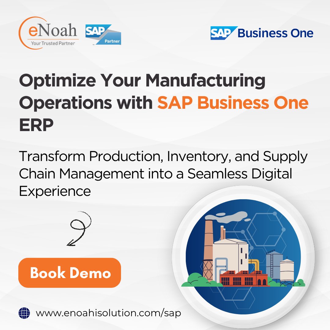 enoahisolution's tweet image. Optimize your manufacturing operations with #SAPBusinessOne!
Book Demo: bit.ly/3ME9oXW

#SAPB1 #ERP #ManufacturingExcellence #DigitalTransformation #SmartManufacturing #BusinessGrowth #eNoah