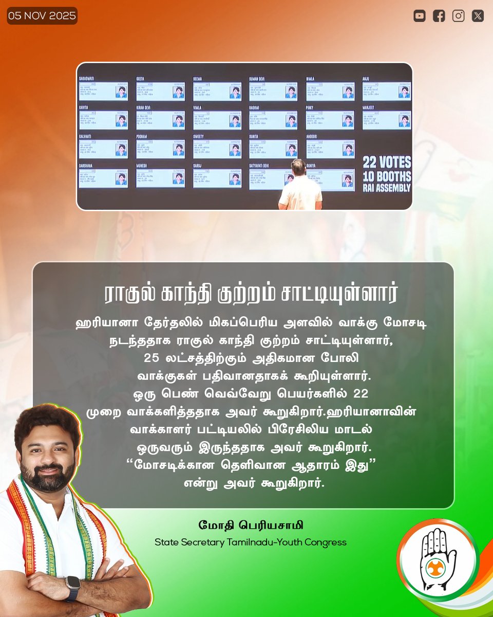 Truth cannot be stolen @rahulgandhi exposes the H-Files! 🗳️💥

#RahulGandhi #HFiles #VoteChori #SpeakUpForDemocracy #CongressForIndia #BiharElections2025