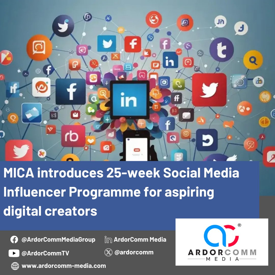 ardorcomm's tweet image. MICA introduces 25-week Social Media Influencer Programme for aspiring digital creators

Read More: ardorcomm-media.com/mica-introduce…

#ArdorComm #ArdorCommNews #Education #SocialMedia #MICA #SMProgram #DigitalMedia #DigitalCreators