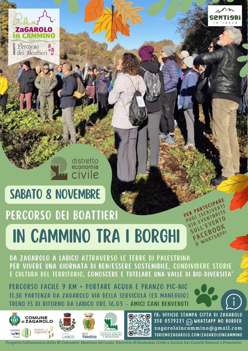 📷 PERCORSO DEI BOATTIERI - IN CAMMINO TRA I BORGHI
Info: comune.zagarolo.rm.it/vivere-il-comu…
