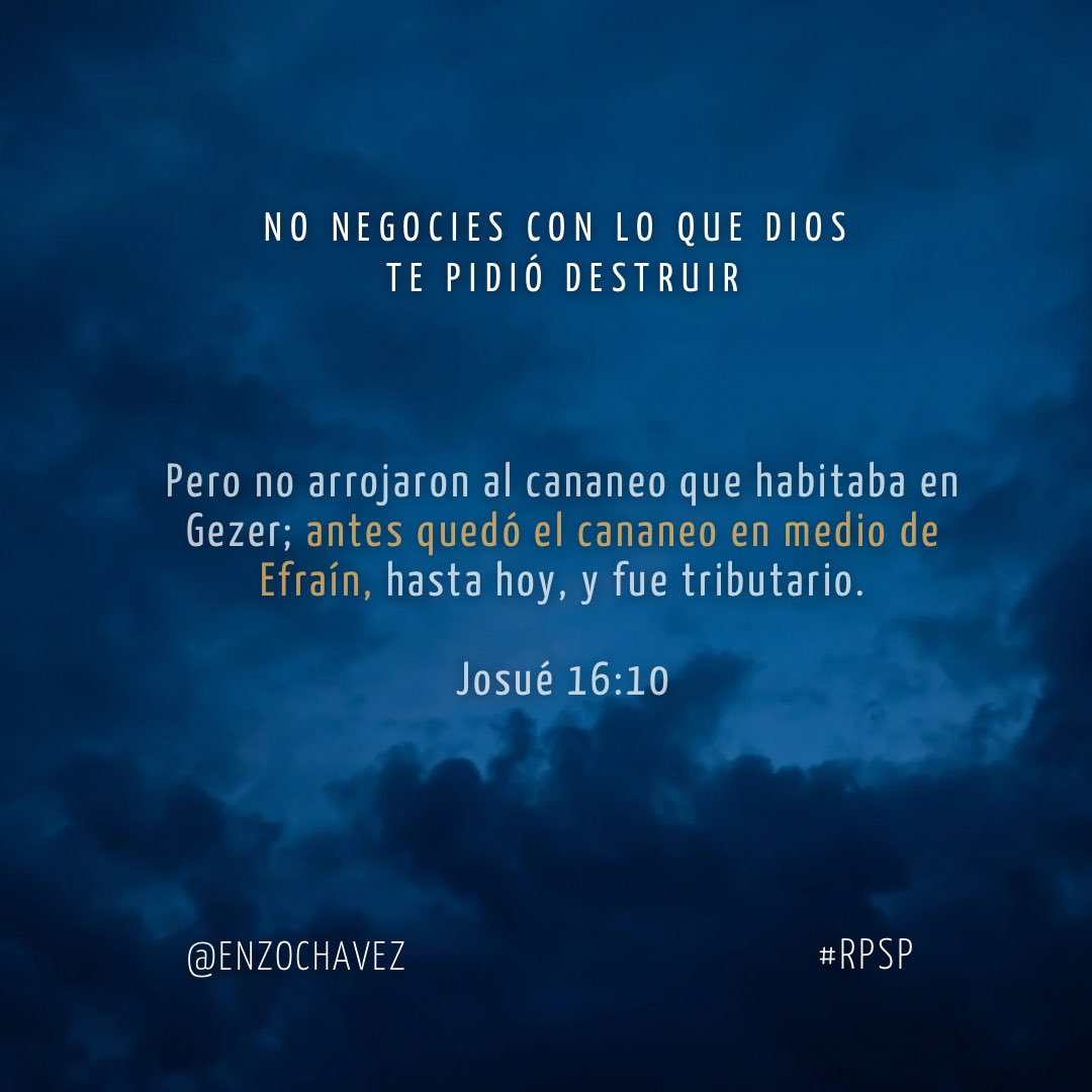 Josué 16
Efraín conquistó la tierra, pero toleró al enemigo. Muchos líderes vencen afuera, pero caen dentro. La obediencia parcial es desobediencia total. No negocies principios ni domestiques tu pecado: conquístalo con fe, carácter e integridad. Obedece aunque duela.
#rpsp