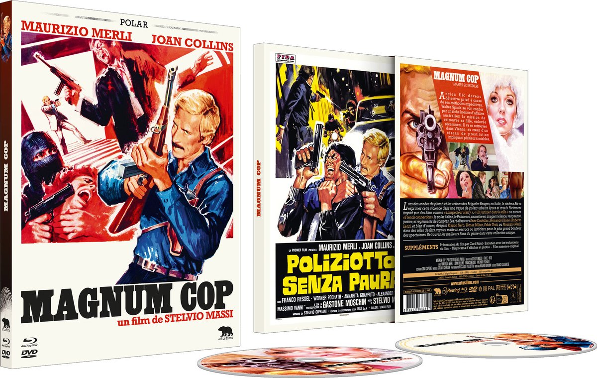 Film noir policier réalisé par Stelvio Massi, inégal mais original par certains aspects.

Test / critique : "Magnum Cop" ("Poliziotto senza paura", Stelvio Massi, 1978) avec Maurizio Merli et Joan Collins, en combo Blu-ray + DVD, chez <a href="/ArtusFilms/">Artus films</a> : dvdfr.com/dvd/c173037-ma…