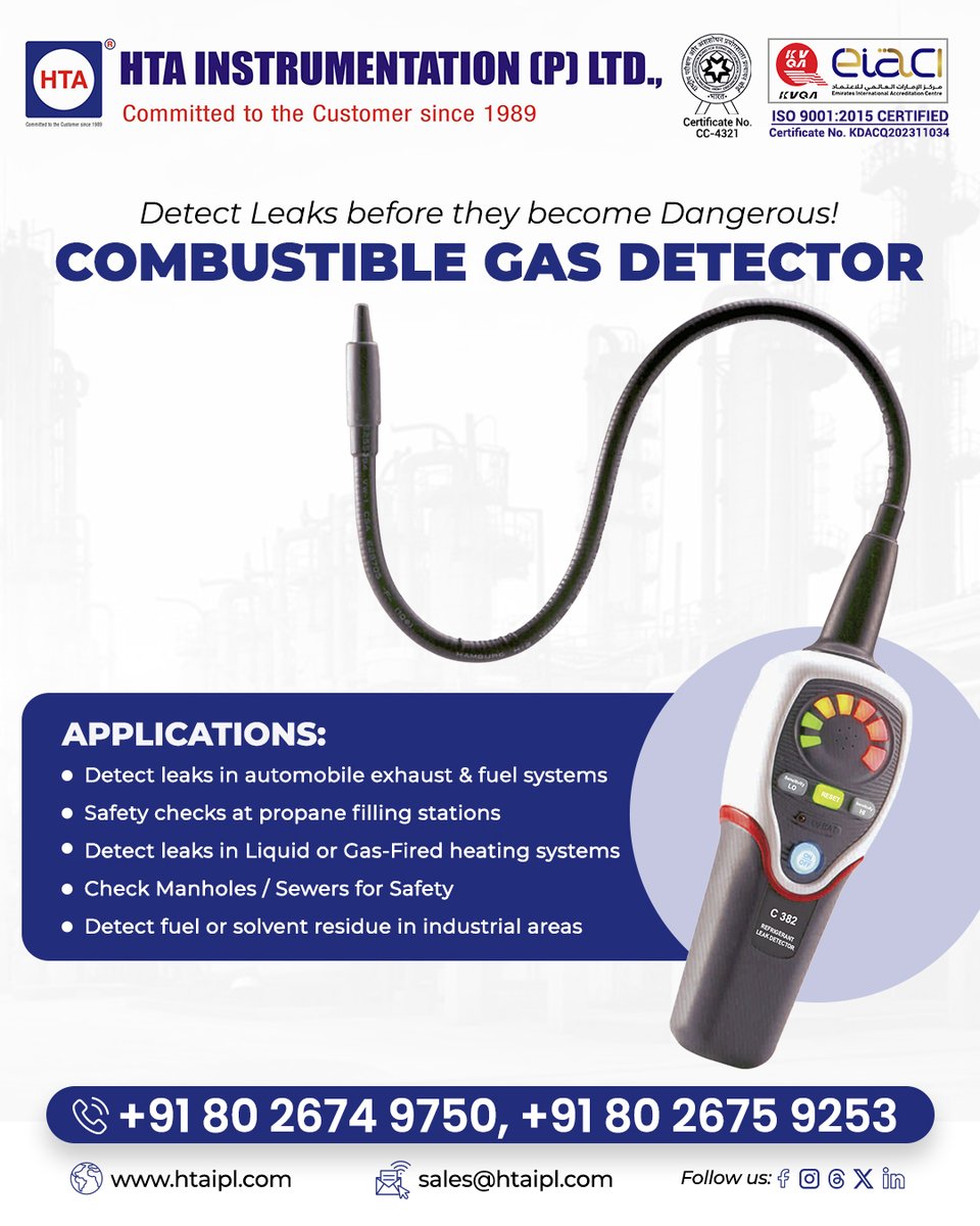 htaipl's tweet image. Your safety starts with early detection! ⚠️
Introducing the HTAIPL Combustible Gas Detector — designed to identify leaks before they become dangerous.

📲 Call: + 91-80-26749750, + 91-80-26759253
🌐htaipl.com/shop/portable-…

#HTAIPL #GasDetector #CombustibleGasDetector
