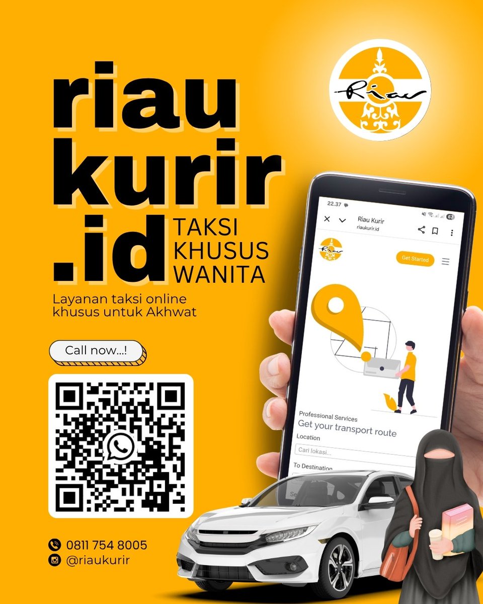 Butuh taxi untuk pergi-pergi... hubungi Riau Kurir... driver nya ada laki-laki dan perempuan, bisa order sesuai kebutuhan... layanan cepat, ramah dan amanah... bisa sewa perjam dan harian juga loh...

Ayo gunakan terus layanan Riau Kurir... CEPAT, RAMAH DAN AMANAH...
