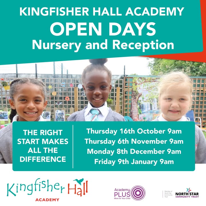 Our next Open Day is tomorrow, 6 November 9am. Come and explore our welcoming classrooms, outdoor spaces and dedicated staff at Kingfisher Hall. Find out more: kingfisherhallacademy.org.uk/open-days