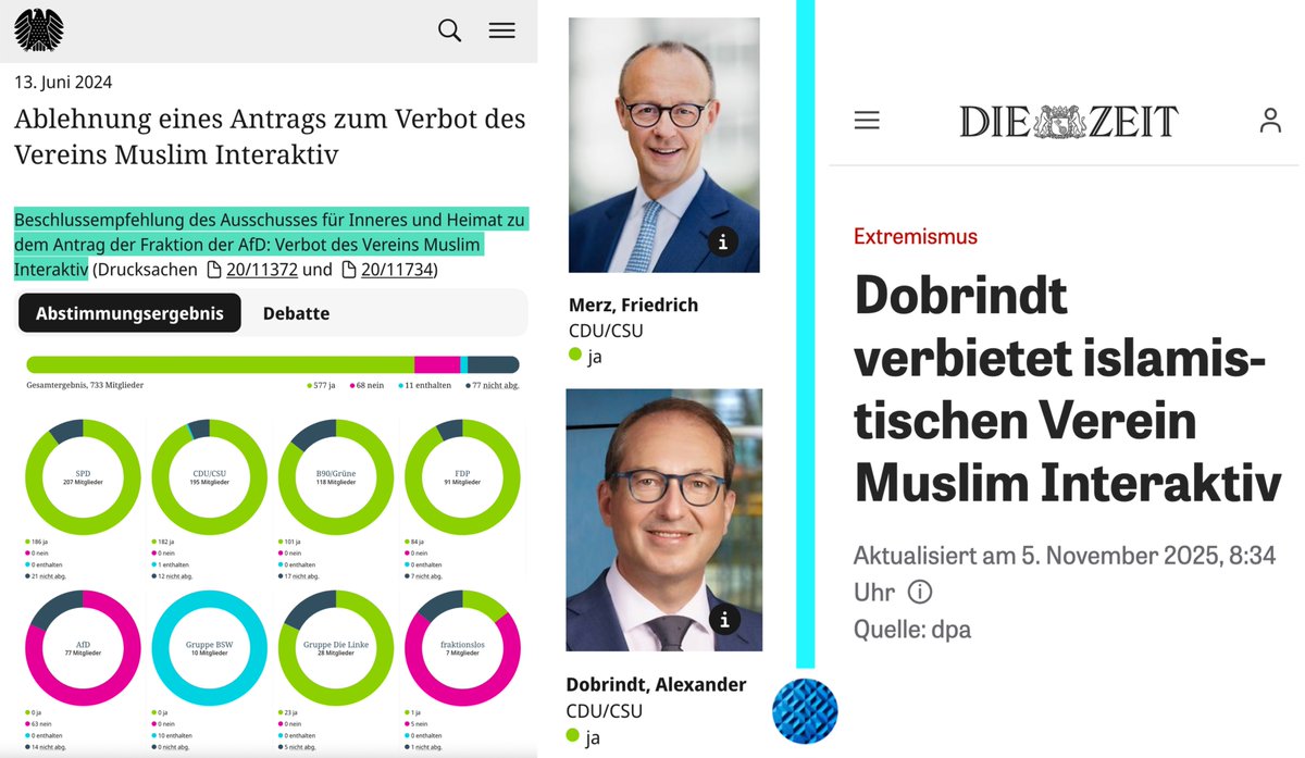 hori_____zont's tweet image. Niemals vergessen &amp;gt;&amp;gt;&amp;gt;

Merz und Dobrindt stimmten am 13.06.2024 gegen den AfD-Antrag zum Verbot des Vereins „Muslim Interaktiv“.