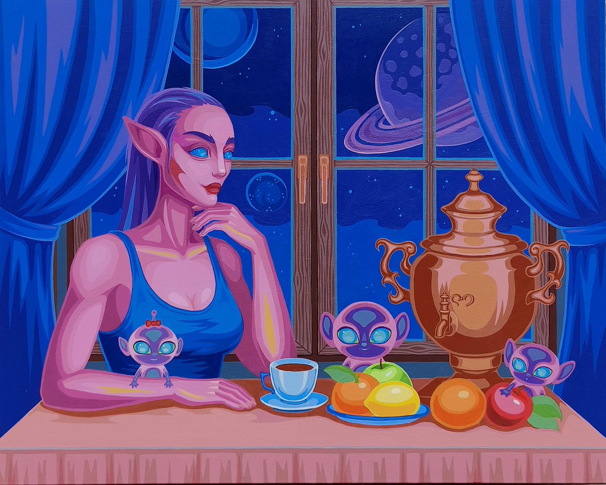 ARTNATKA95's tweet image. Good morning 
I painted this funny picture in the summer. The picture was painted for a collective exhibition. Do you like it?