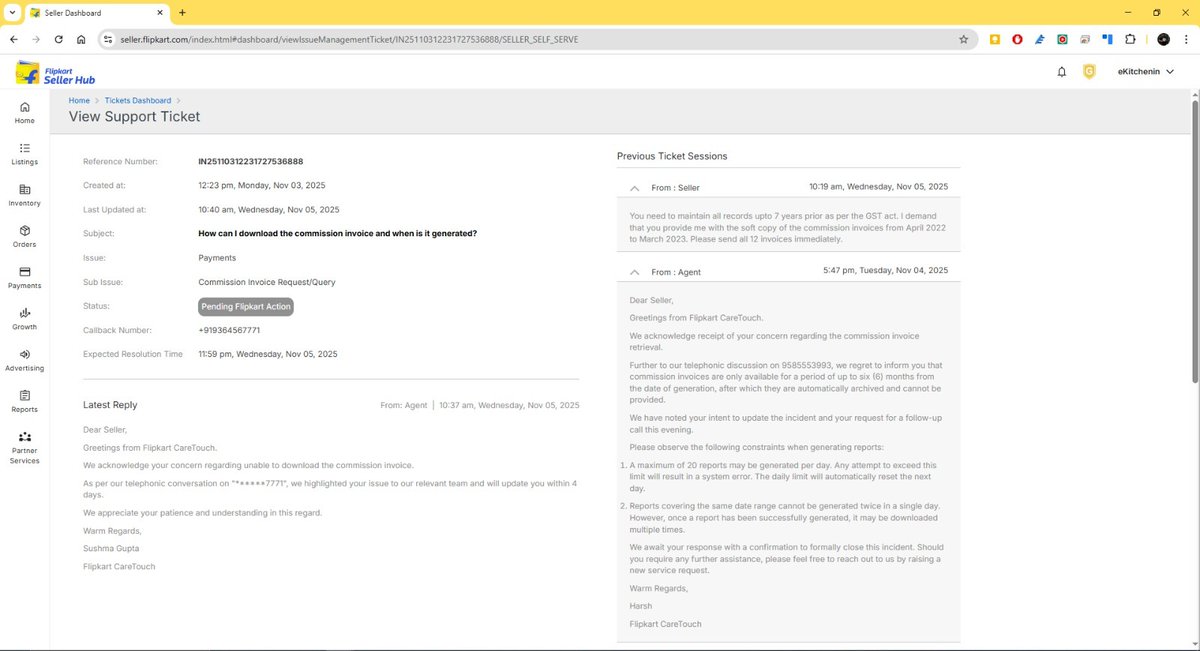 avinashkalro's tweet photo. @haria1979 @rajneeeshkumar @GST_Council Yes, I am also unable to download Flipkart commission invoices for the same period. When I raised a ticket, they are refusing to provide us with the soft copy of the GST commission invoices.@flipkartsupport @FlipkartSellers @GST_Council @Infosys_GSTN @AIOVA3 https://t.co/vyHBp6GQtd