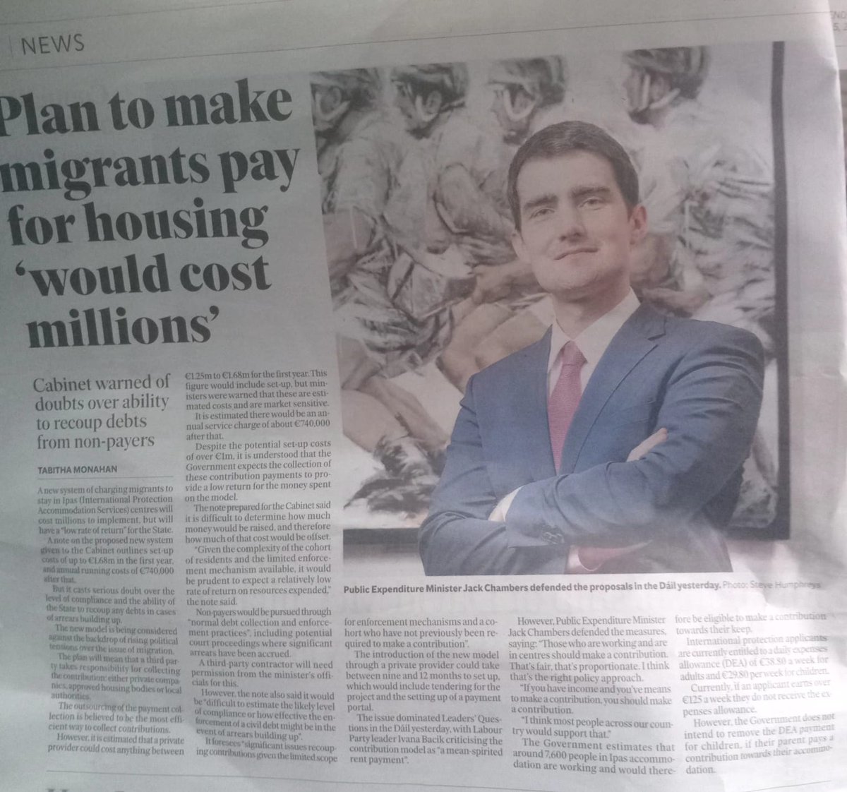 Breakfast lunch dinner ESB Heating,TV, Medical Care it's all free if you are a Migrant in the IPAS centre and to top it all off  you can even have a full time job at the moment and pay no rent. 
The hard working Irish worker on minimum wage in a small retail shop or anything like