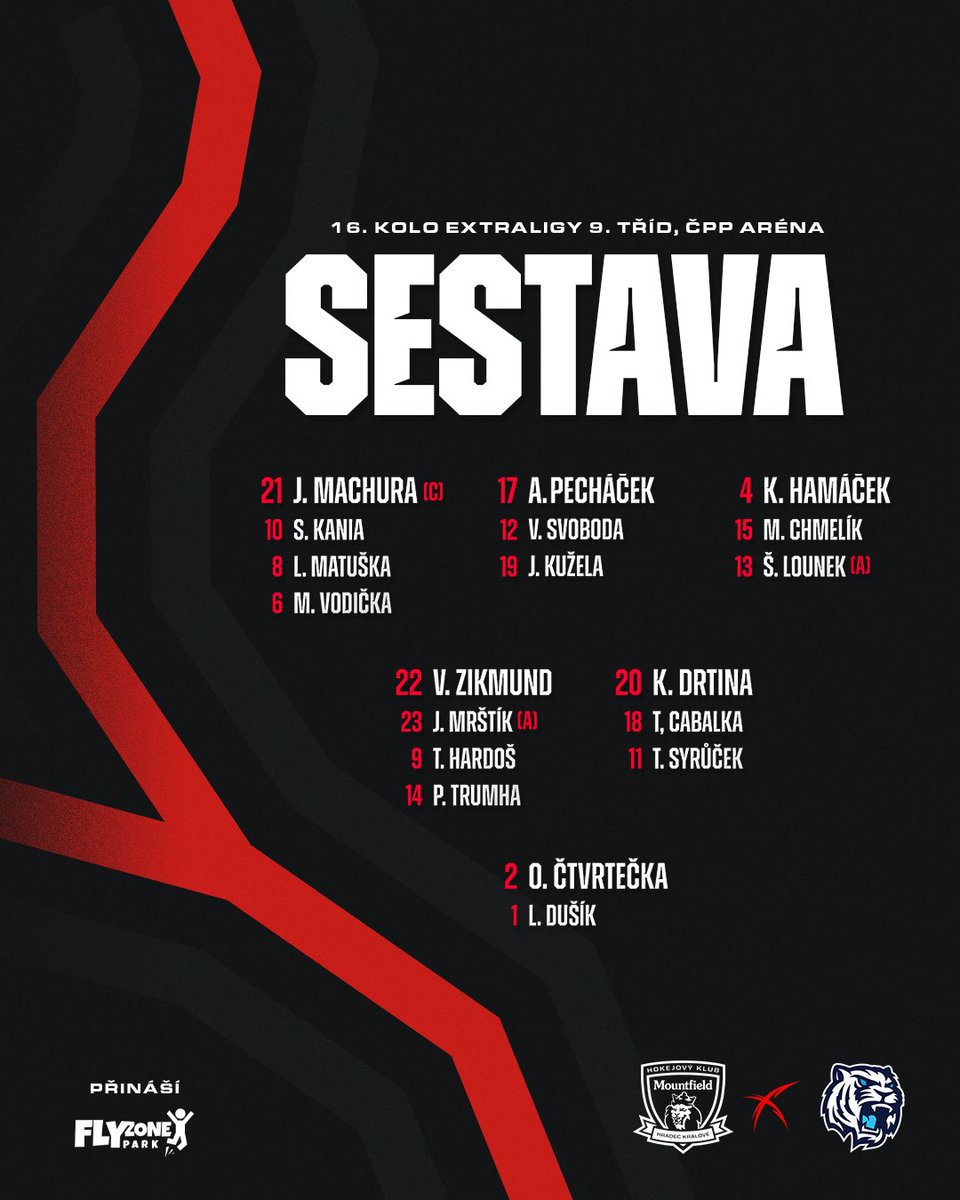 𝐒𝐞𝐬𝐭𝐚𝐯𝐚 👥 Hlavní trenér deváťáků Luboš Dvořák zvolil pro výjimečné utkání s Libercem následující složení. Držte palce, Hradečáci ✊