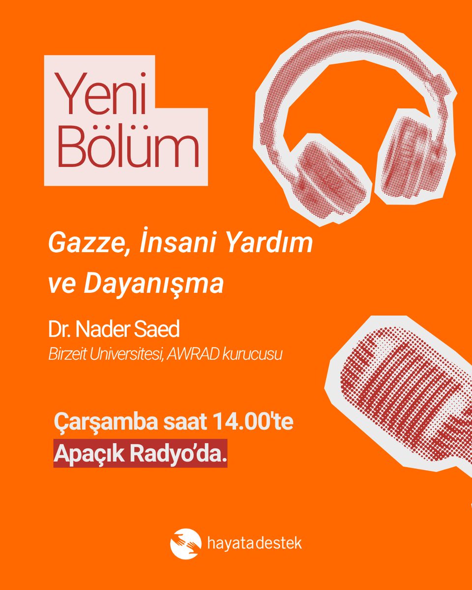 Bu hafta #Hümaniteryan’da “dayanışma” kavramından yola çıkıyoruz; #Gazze ve insani yardımı konuşuyoruz.
Kevin Pulley’nin konuğu, AWRAD kurucusu ve Birzeit Üniversitesi’nden Dr. Nader Said.
📅 Çarşamba 14.00
📻 Apaçık Radyo
🎧 Önceki bölümler: apacikradyo.com.tr/program/251804…