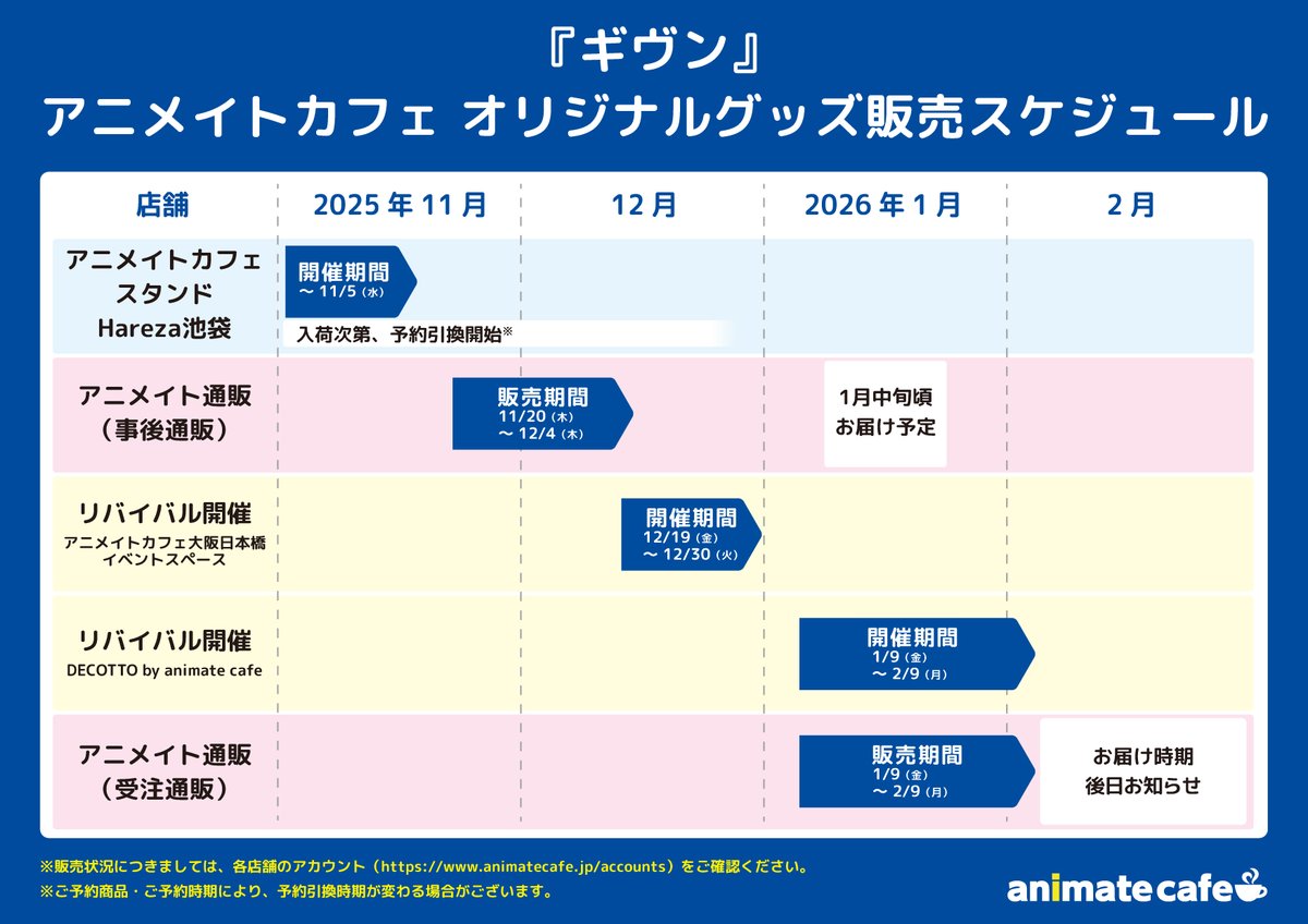 ギヴン】 オリジナルグッズの販売スケジュールにつきましては、以下を