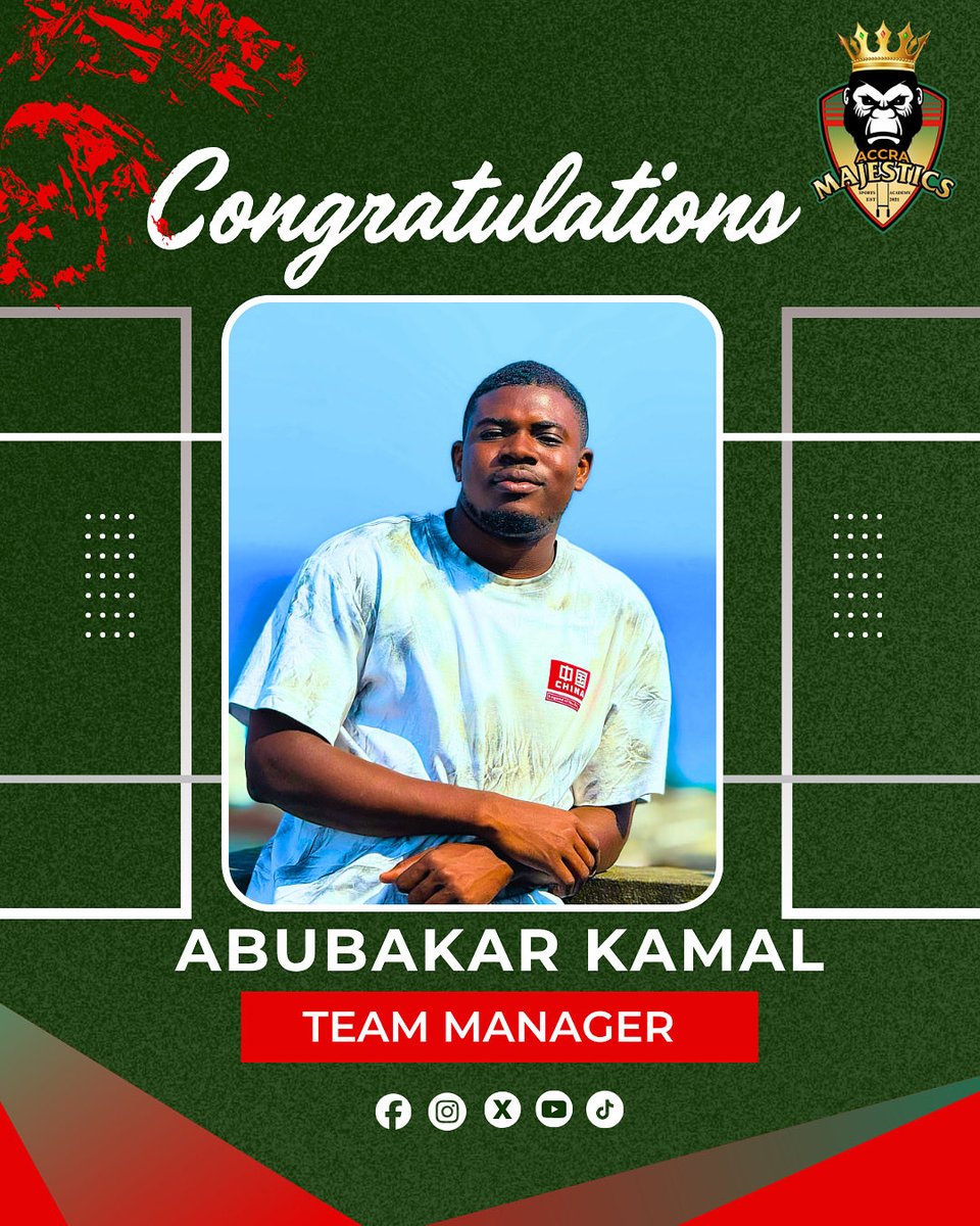AccraMajestics's tweet photo. He’s been managing things so well, we made it official so he can’t escape the job! 😉
Congrats to Abubakar Kamal, our stellar Team Manager!
The locker room is safe (for now).
#accramajestics #teammanager https://t.co/D7lsDkCIbF