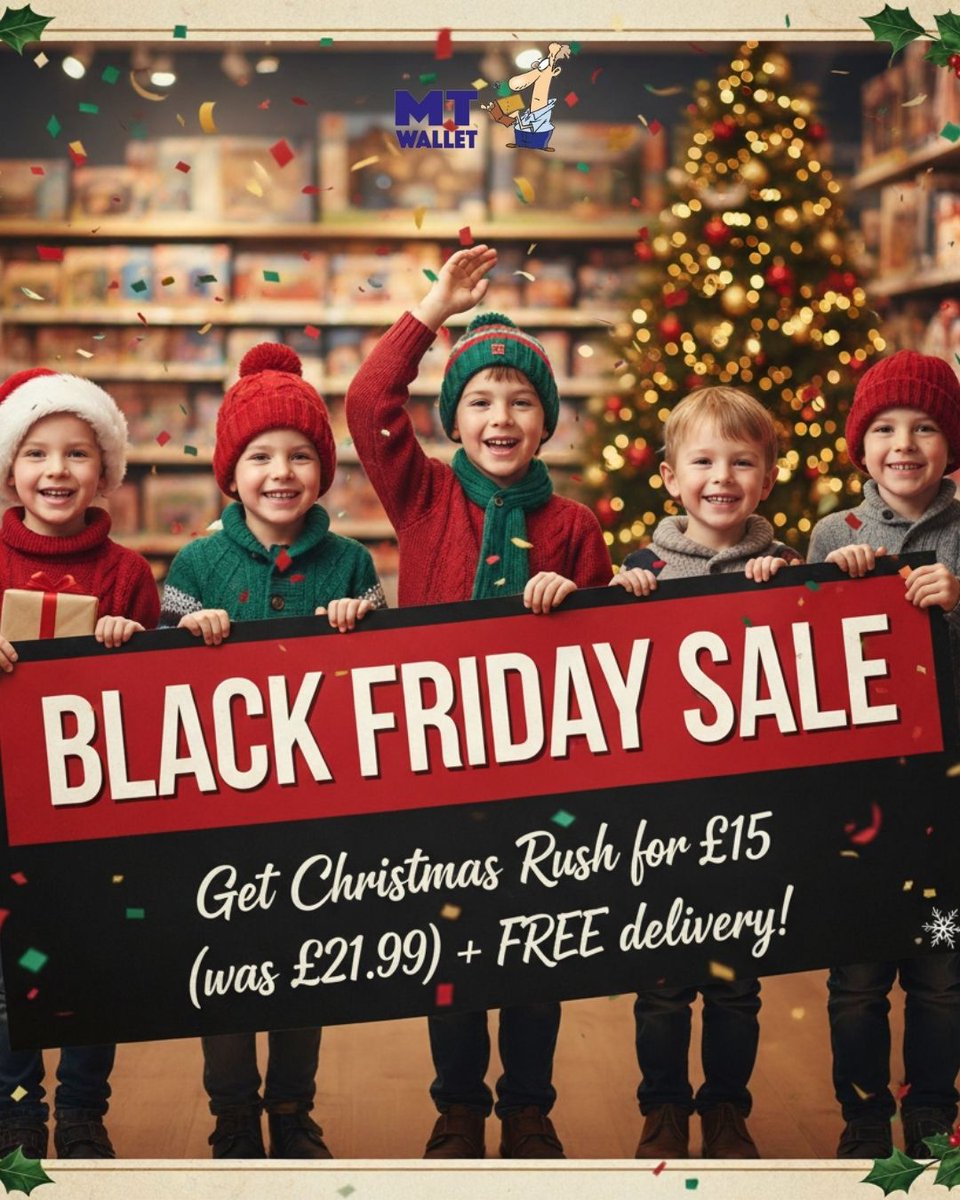 Christmas_Rush's tweet photo. 🎅🎄 𝗕𝗹𝗮𝗰𝗸 𝗙𝗿𝗶𝗱𝗮𝘆 𝗦𝗮𝗹𝗲! 🎲✨

Help Santa deliver gifts, dodge mischievous elves, and race your way to the Christmas tree in Christmas Rush - a festive board game full of fun 

💥 𝗪𝗮𝘀 £𝟮𝟭.𝟵𝟵, 𝗻𝗼𝘄 𝗷𝘂𝘀𝘁 £𝟭𝟱.𝟬𝟬 + 𝗙𝗥𝗘𝗘 𝗱𝗲𝗹𝗶𝘃𝗲𝗿𝘆! https://t.co/DUcwHkVHmU
