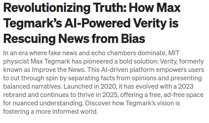 poderico's tweet image. Revolutionizing Truth: How Max Tegmark’s AI-Powered Verity is Rescuing News from Bias 
medium.com/p/revolutioniz…