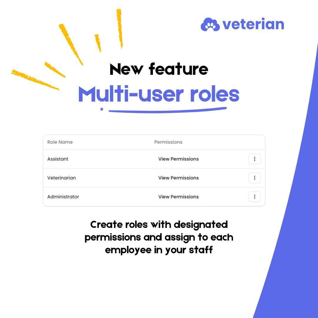 veterianapp's tweet image. New in Veterian: multi-user roles 👥
Give vets, assistants, and front desk teams access to what they need — nothing more, nothing less.
Cleaner workflows, better control.

#VetTech #VeterinarySoftware #VPMS #Veterinarian #VeterinarySaaS #VetSoftware #Veterinary