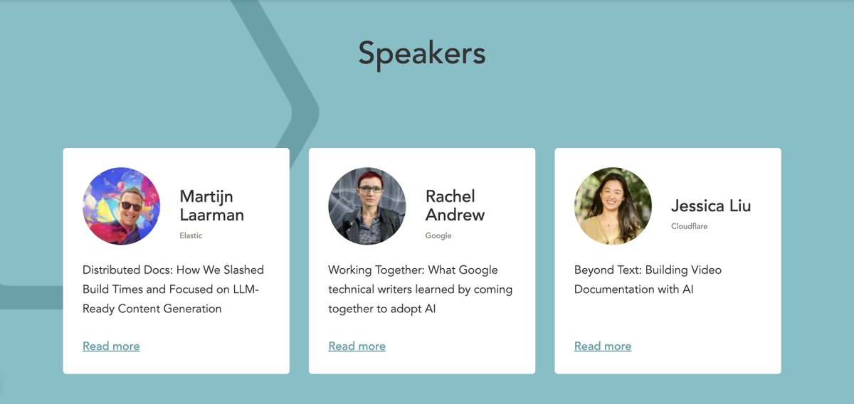 APItheDocs's tweet image. We&apos;ve announced the first group of confirmed speakers 🎊 

Rachel Andrew, Jessica Liu, Martijn Laarman welcome aboard 🙌 Looking forward to meeting you at @APIdaysGlobal Paris in December!

Learn about their sessions here apithedocs.org/ai-docs-paris-… &amp;amp; join us with a free ticket!