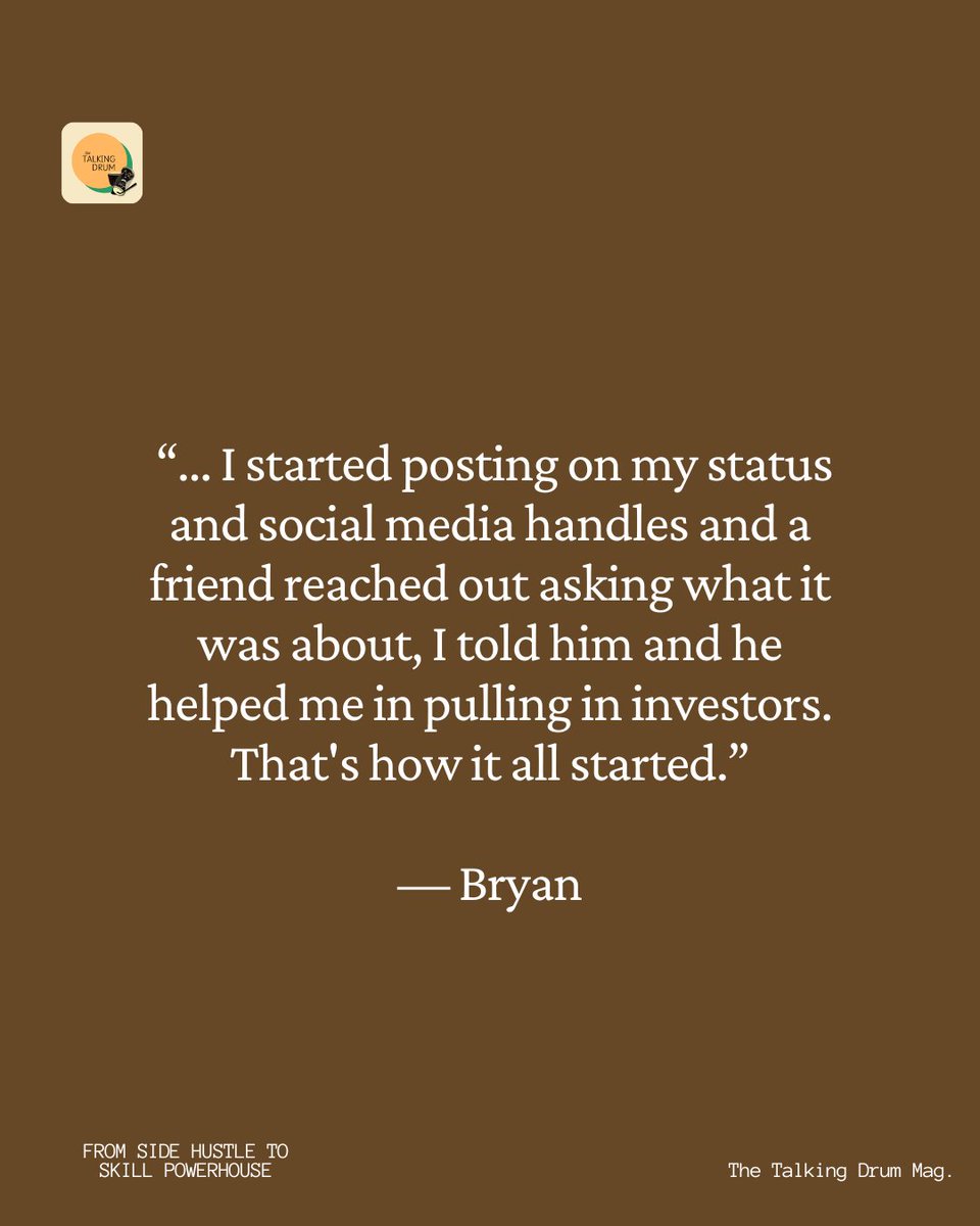 In this interview with Bryan Monovie, he shares with us how he went from helping his friend get chickens to starting an agribusiness.  

Tap the link to read the full interview: open.substack.com/pub/thetalking…