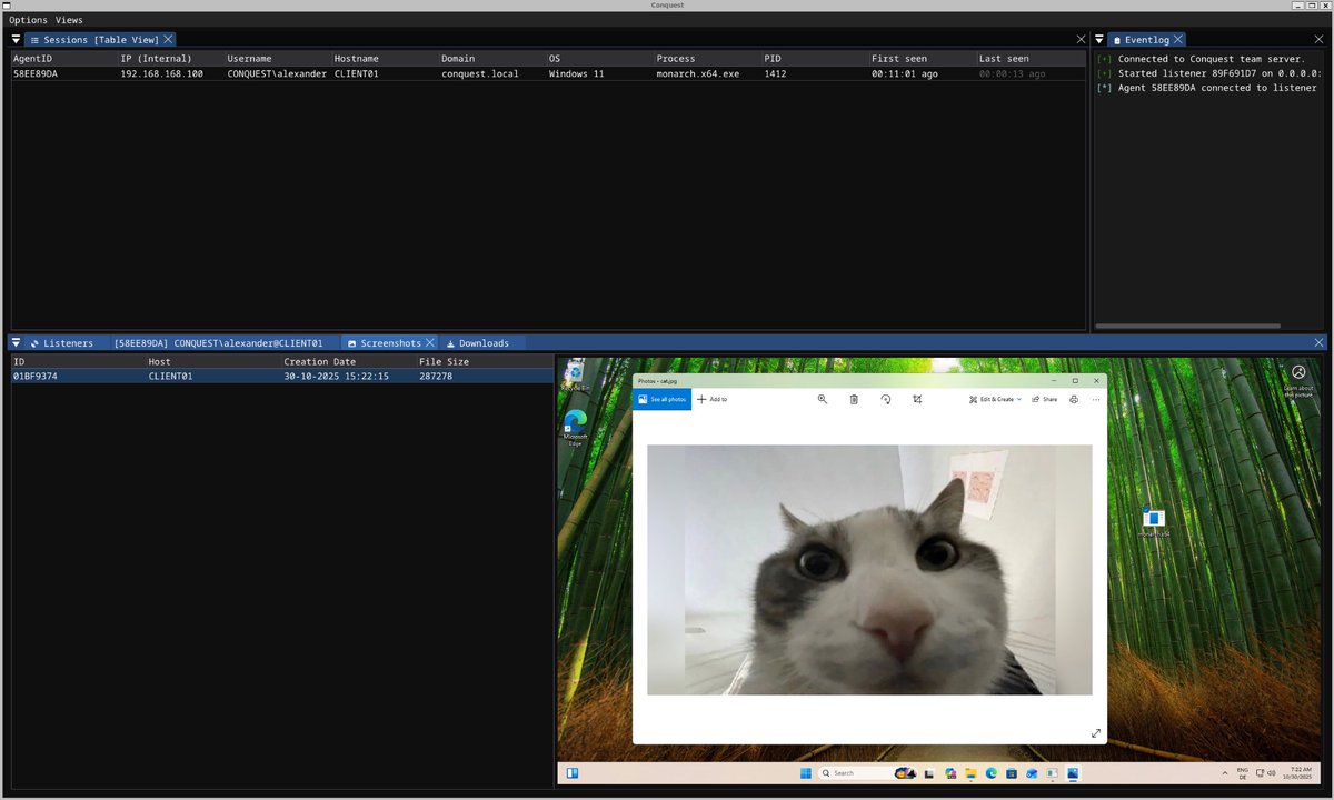 I decided to open-source Conquest, the C2  framework i have been working on for the last couple months. It is fully written in Nim and has several features built-in, including: 
- GUI client
- Custom communication protocol 
- Malleable C2 profiles 
- …
github.com/jakobfriedl/co…