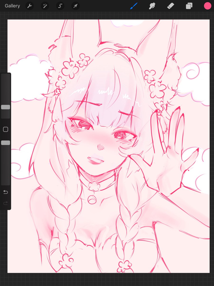 WIP/Comm Sketch 🩷🌸
For <a href="/KiyaKitsune/">🌸KiYa Kitsune🌸 - Your Clouded Fox Vtuber</a> 
Thank you again for commissioning me :P