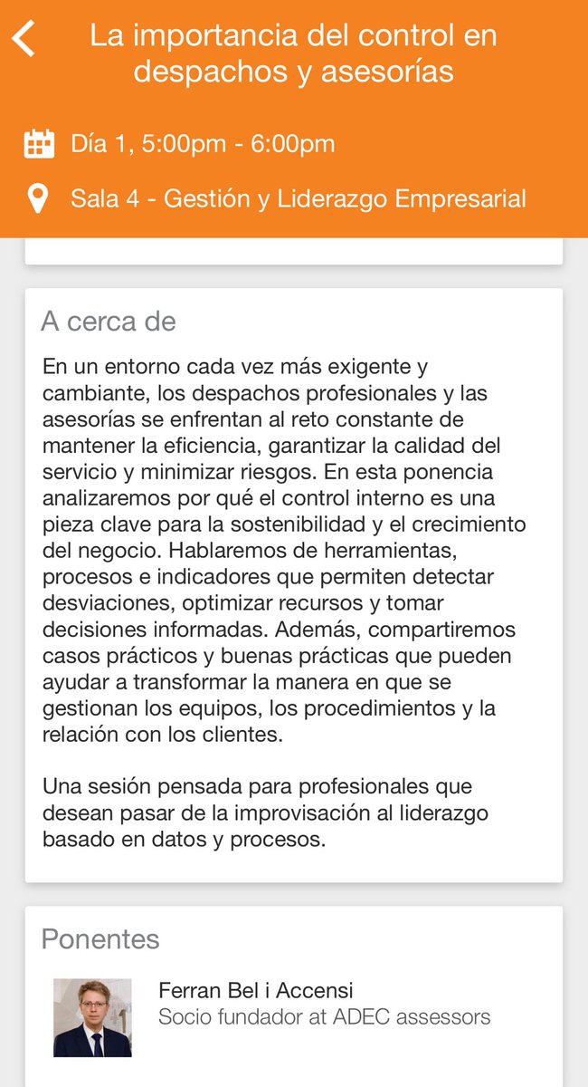 Ferran_Bel's tweet photo. Avui si visiteu #Accountex  a @IFEMA a les 17h a la Sala 4 parlaré de la importància dels sistemes de control als despachos professionals . Esteu convidats https://t.co/a3Qu4Flkeb