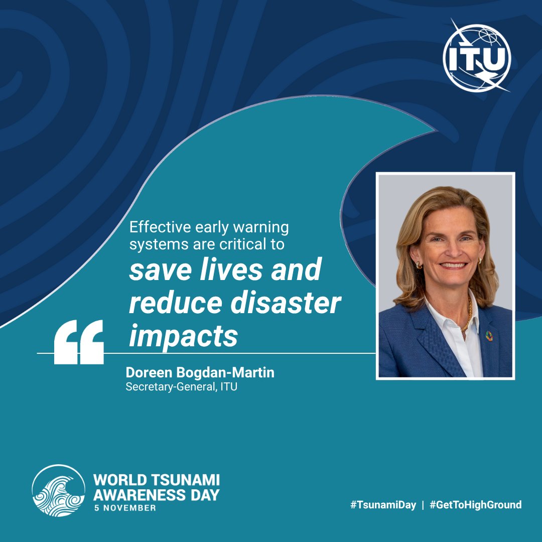 ITUSecGen's tweet image. Tsunamis can strike at any time. 
Be tsunami ready. Invest in tsunami preparedness. 
Invest in #EarlyWarningsForAll to give communities at risk time to act. 

#TsunamiDay #ResiliencePays