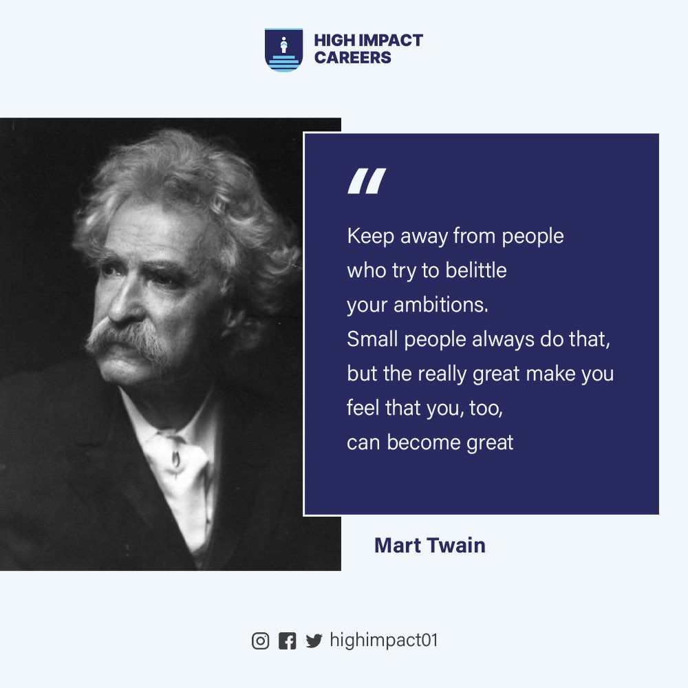 HighImpact01's tweet image. Keep away from people who try to belittle your ambitions.

Also, don&apos;t be that person that belittles the ambitions of people around you.
#WednesdayWisdom #HighImpactCareers