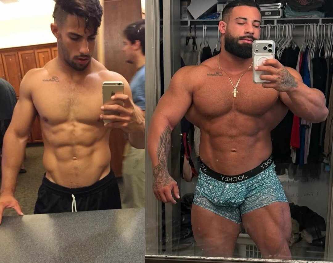 Transformation Tuesday - AJ Plaza. 10 years, 140lbs - 233lbs. Almost one hundred lbs gained threw hard work &amp; Roids!