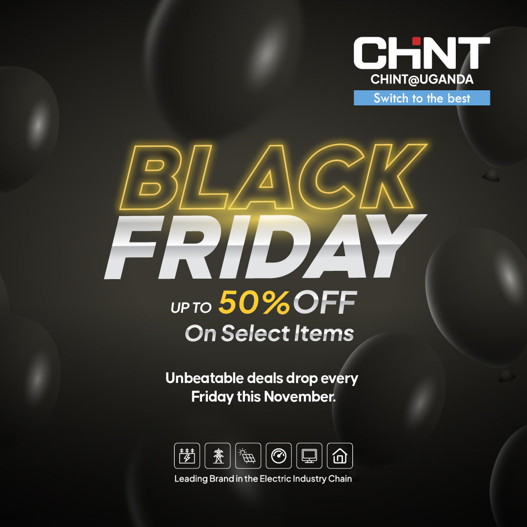 This November, every Friday is Black Friday at CHINT Uganda!  

Get up to 50% off select items. Hurry while stocks last! 

Terms and conditions apply. 
#CHINTBLACKNOVEMBER #SWITCHTOTHEBEST
qr.fm/EIKv2J
