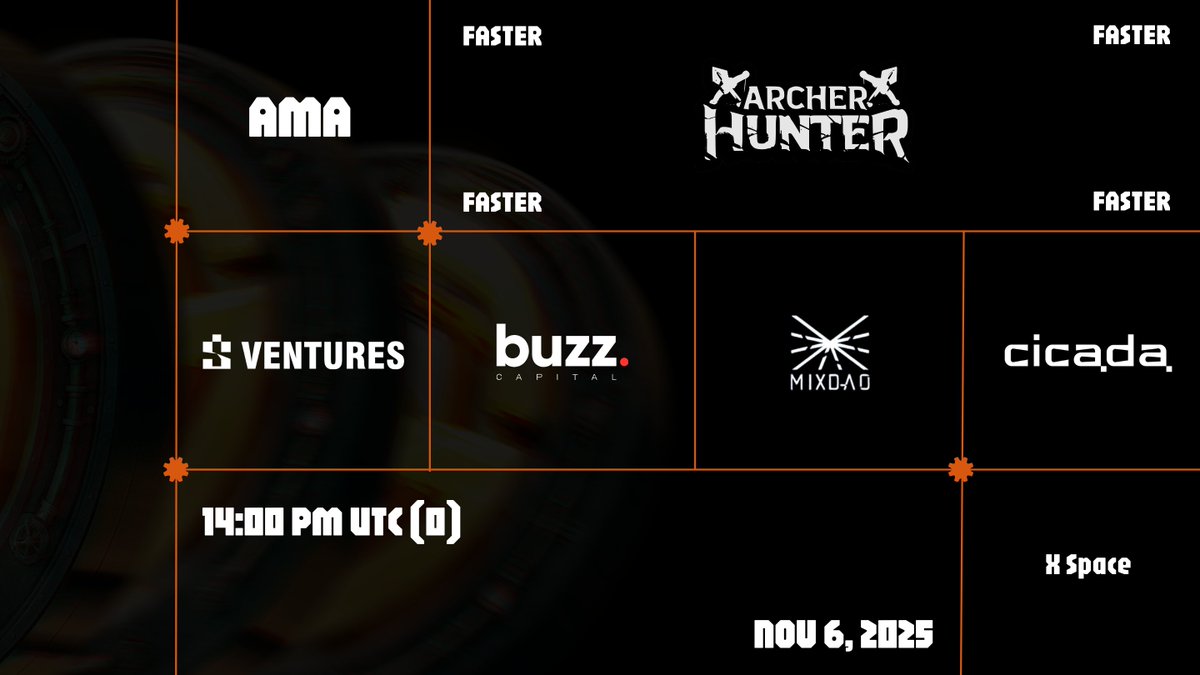 FASTER FUND 🚨

➵ Host: <a href="/archerhunter_HQ/">Archer Hunter</a>
➵ Speakers from: <a href="/1S_ventures/">1S Ventures</a> x <a href="/BZB_Capital/">BuzzBridge Capital</a> x <a href="/MMDaoVenture/">MIX DAO</a> x <a href="/cicada_mm/">Cicada Market Making</a>

⏲️ 14:00PM UTC (0) | Nov 6th

JUMP INTO THE CONVOS 👇