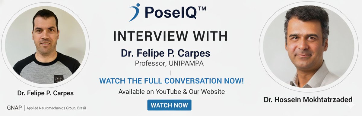 🎙️ 𝗗𝗿. 𝗙𝗲𝗹𝗶𝗽𝗲 𝗣. 𝗖𝗮𝗿𝗽𝗲𝘀 (𝗜𝗦𝗕) 🙏
Neuromechanics. Mentorship. A more connected global biomechanics community.

Watch → youtu.be/-PA1mHgPr2c
#PoseIQ #Biomechanics #ISB #Neuromechanics #Mentorship #Innovation <a href="/felipecarpes/">Felipe Carpes</a>