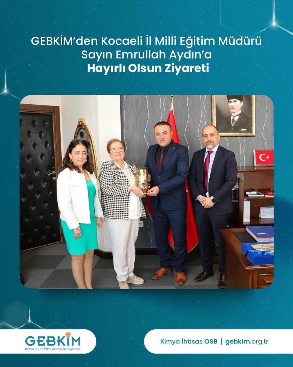 GEBKİM Kimya İhtisas OSB ve GEBKİM Eğitim, Araştırma ve Sağlık Vakfı temsilcileri, Kocaeli İl Milli Eğitim Müdürü Sayın Emrullah Aydın’a hayırlı olsun ziyaretinde bulundu.

#gebkim #gebkimosb #gebkimvakfı #gebkimmtal #gebkimanaokulu #kocaelimem