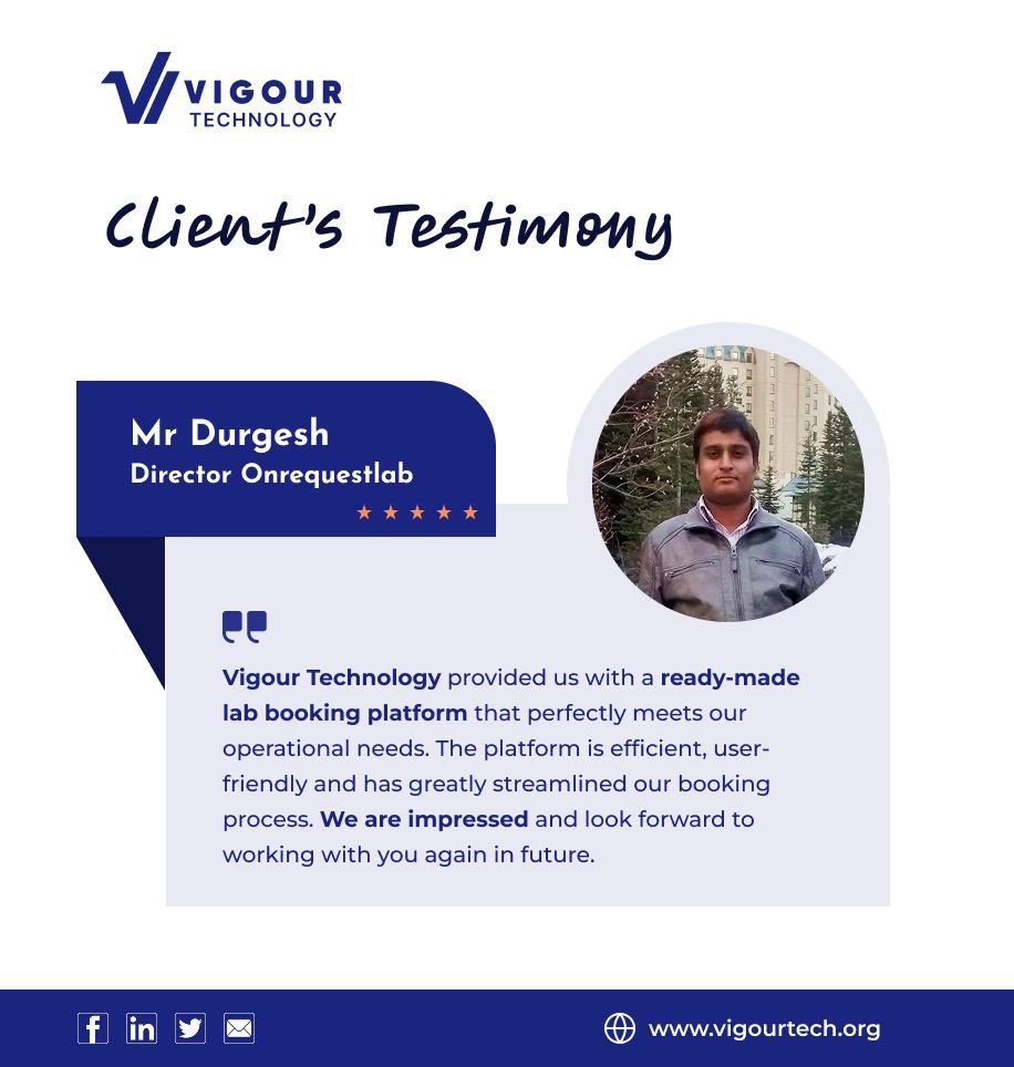 VigourTech's tweet image. At @VigourTech, every project begins with dedication, discovery, and a deep commitment to delivering solutions that align with our clients’ vision.

We’re excited to celebrate our collaboration with the OnRequestLab team on building their ready-made lab booking platform,