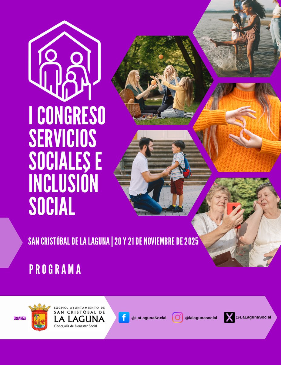 🧩 La Laguna acogerá los próximos 20 y 21 de noviembre el I Congreso Nacional de Servicios Sociales e Inclusión, un encuentro que reunirá a profesionales y expertos de toda España para debatir, innovar y compartir experiencias en torno a la atención social y la inclusión.