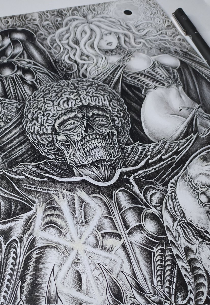 Little teaser of my new piece featuring the God Hand from Berserk 🔥Full inkwork in HD already posted on Patreon.com/SandraRush
Prints coming next week! ❤