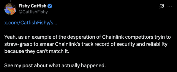 PythIntern's tweet image. my chainlink fud content performs well so let me double dip

they clearly say their product is &quot;not to be used&quot; in the docs but still &quot;just use chainlink&quot;

see the fish&apos;s post below for more information