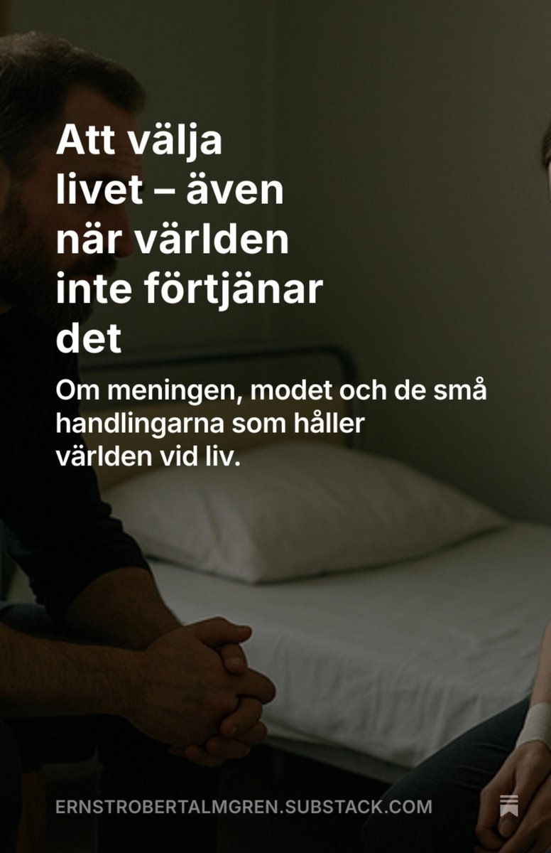 🕯️ Att välja livet – även när världen inte förtjänar det

I en tid där många vill fly, krävs mod för att stanna kvar.

Om mening, ansvar och de små handlingarna som fortfarande håller världen vid liv.

Länk i kommentarerna 👇🏻
