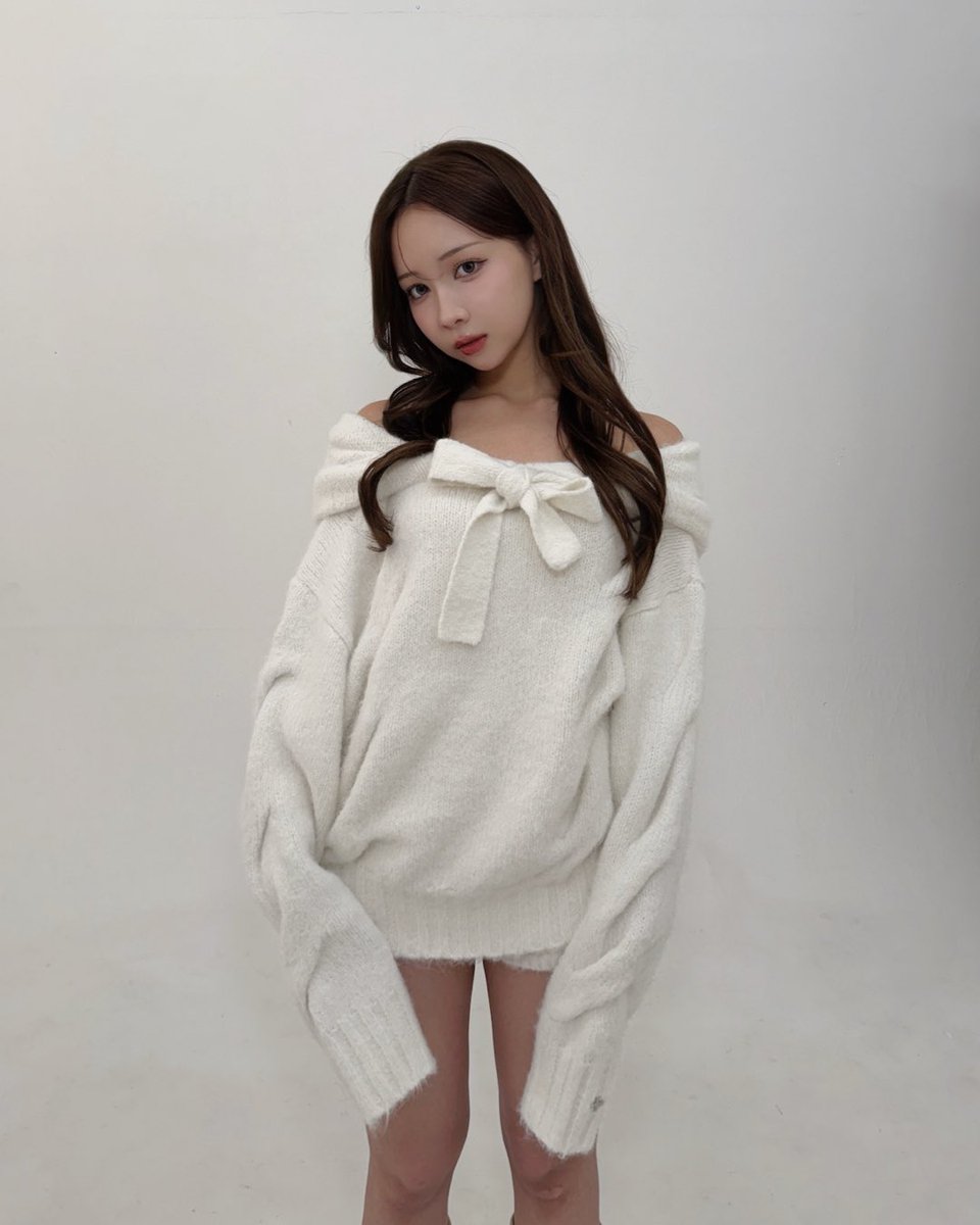 andwang Ribbon Off-Shoulder Knit Set グレー ANDWANG POPUP 限定ITEM