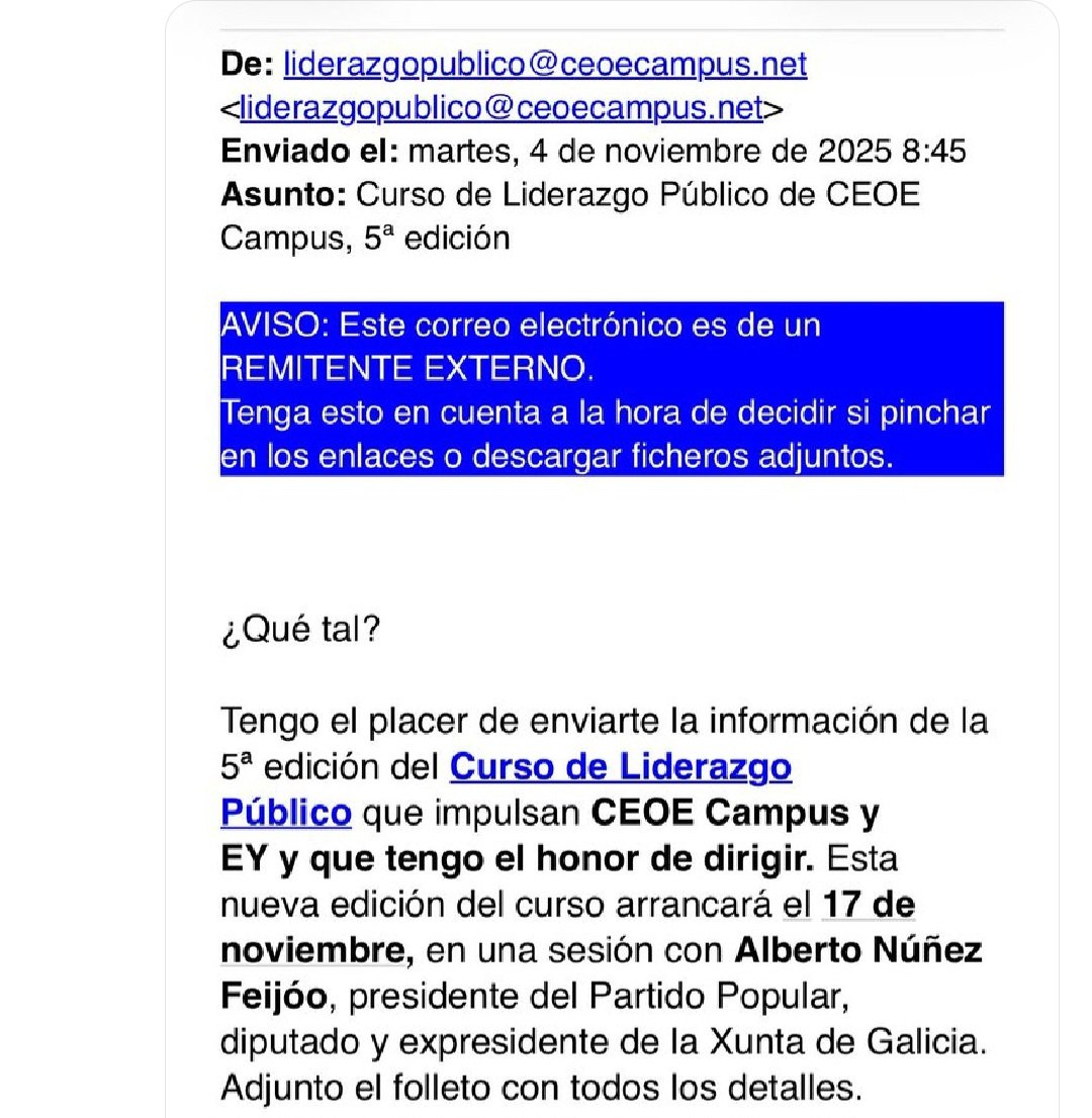 🤮He recibido una invitación al curso de "Liderazgo Político" con el Sr Feijóo

👉Para liderar hay que empezar SIENDO COHERENTE con tus votantes....Dar balón de oxígeno al Sr Sánchez y faltar el respeto a los valencianos NO ES LIDERAR
👉Que no me esperen, es una estafa

<a href="/vox_es/">VOX 🇪🇸</a>