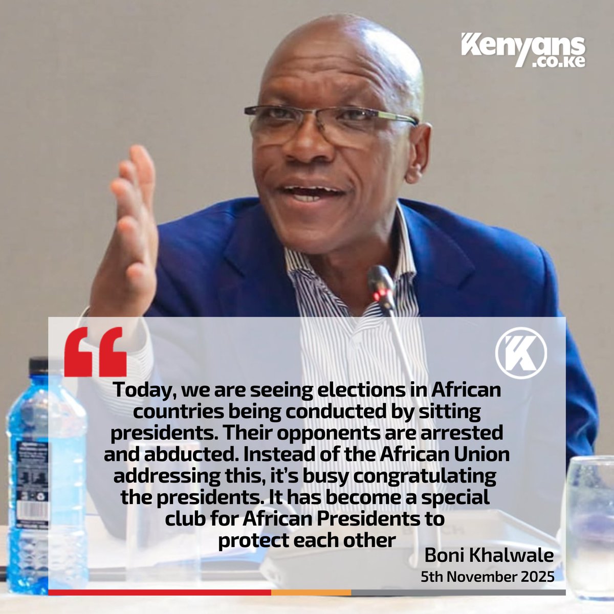 African presidents are the ones conducting elections in their own countries. Their opponents are arrested and abducted and yet the African Union is busy congratulating them - Khalwale