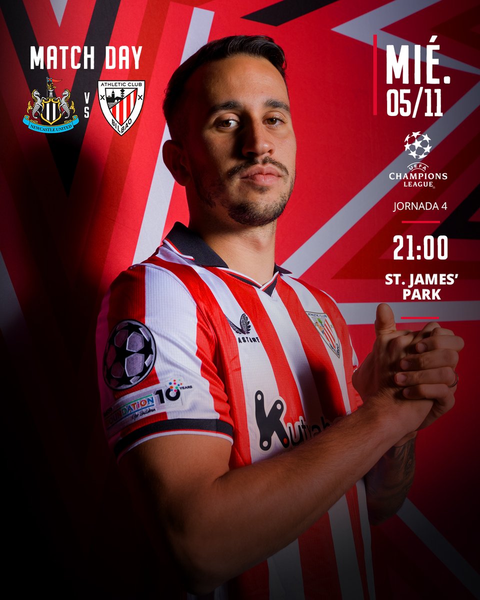 AthleticClub's tweet image. 🔥 ¡Hoy es noche de @ChampionsLeague! 🇪🇺 

🆚 @NUFC
🕘 21:00
🏟 St. James&apos; Park

Goazen, lehoiak‼️

#NUFCAthletic #UniqueInTheWorld 🦁