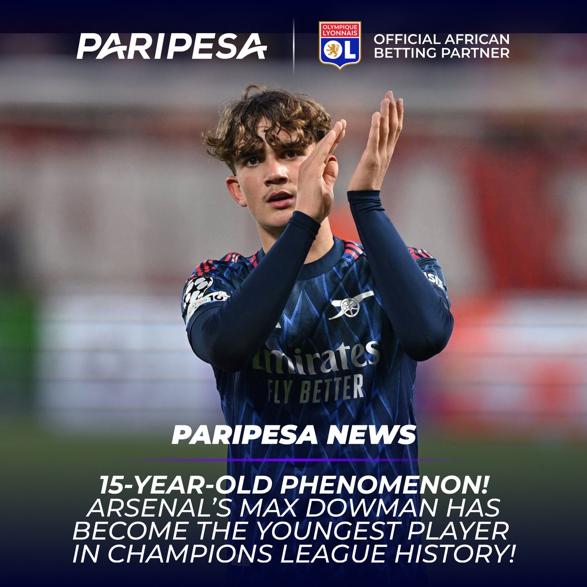 ⚡️ Historic night in the UCL! ⚡️

15-year-old Max Dowman just became the youngest player ever in the competition — debuting for Arsenal vs Slavia at only 15 years &amp; 308 days! 🔥
He broke records held by Moukoko &amp; Yamal.

💬 Next European wonderkid?
