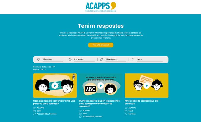 #recursos Coneixes el microsite “Tenim respostes” de <a href="/federacioacapps/">ACAPPS</a> ? És un espai digital per resoldre dubtes sobre la #sordesa, amb
✅assessorament laboral
✅informació
✅recursos i eines de suport per a famílies i adults amb pèrdua auditiva
🔗Més info tenimrespostes.acapps.org