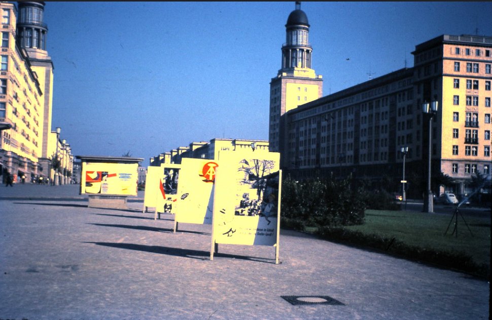 East Berlin, Stalinallee, 11 September 1959. I post photographs taken on my many Berlin visits in the 1950s and 1960s. 180 unique historic street images of East and West Berlin are in my book "Berlin in the Cold War" (Amberley Publishing). #Berlin #DDR #GDR